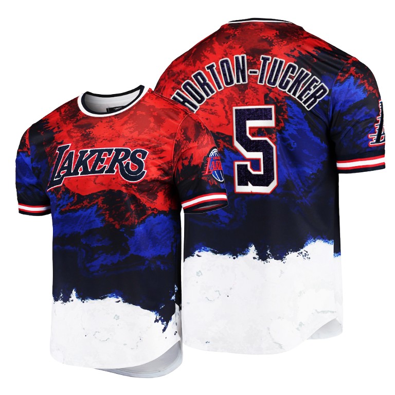 Men's Los Angeles Lakers Talen Horton-Tucker #5 NBA Americana Dip-Dye Whole New Game Red Basketball T-Shirt PAR5083NI